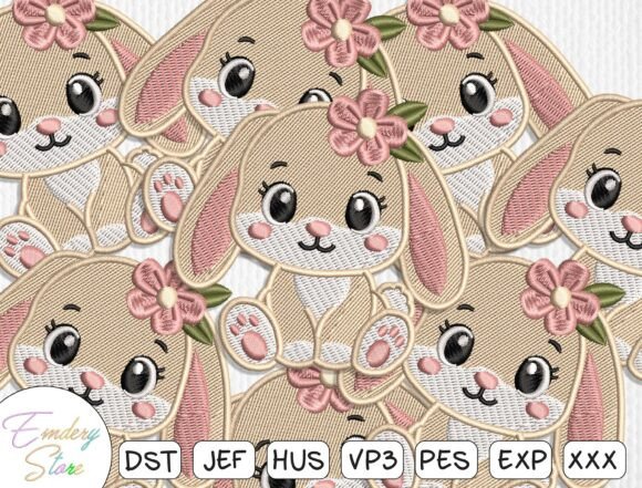 Download Cute Bunny Embroidery Patch Design - Embroidery Collection