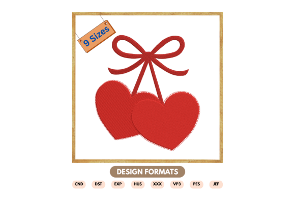 Download Double Heart Bow Embroidery Design - Embroidery Collection