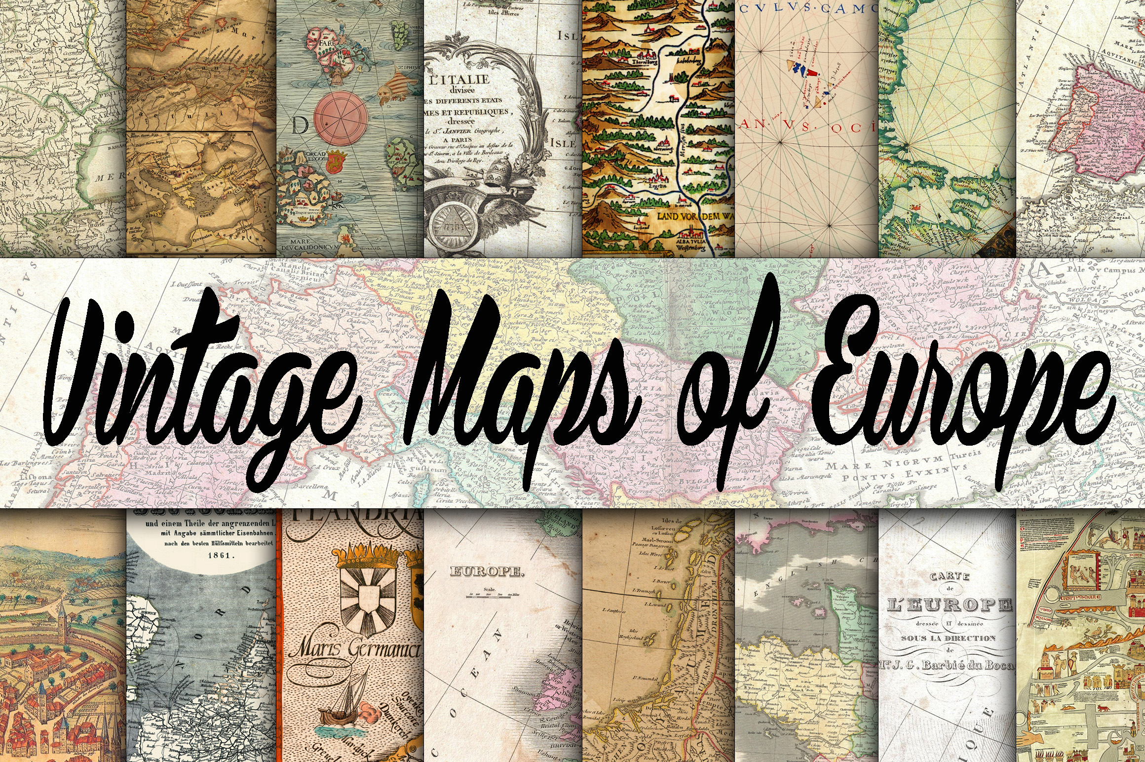 Download Vintage Maps of Europe Digital Paper - Europe Collection