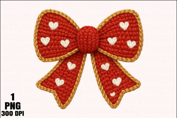 Download Yarn Faux Embroidery Valentine Bow PNG - Embroidery Collection