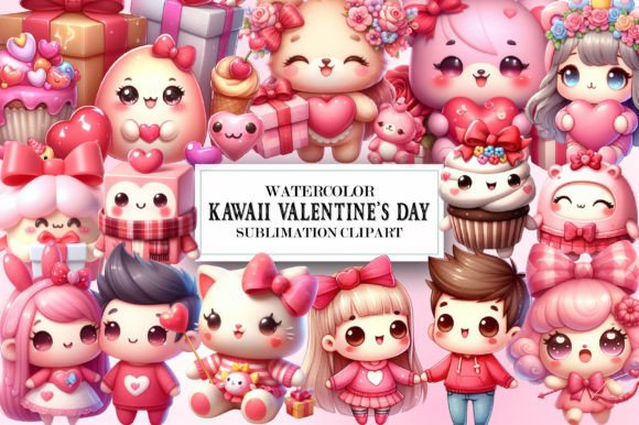 Download Kawaii Valentine's Day Sublimation - Kawaii valentine Collection