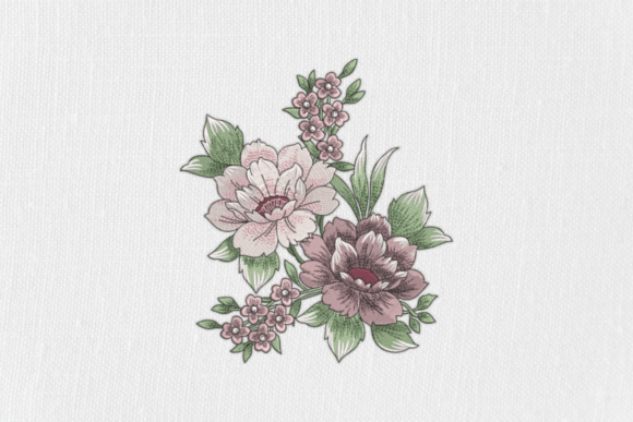 Download Peony Flower Embroidery - Embroidery Collection