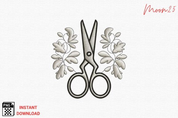 Download Embroidery Scissors Floral Art PNG - Embroidery Collection