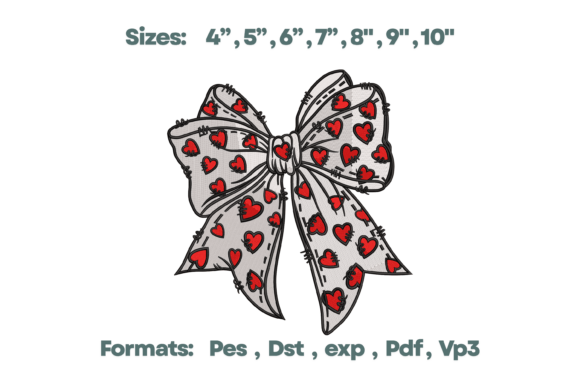 Download Stitched Heart Pattern Bow Embroidery - Embroidery Collection